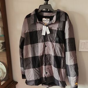 Caterpillar Men's Plaid Shirt Jacket in Black and Gray